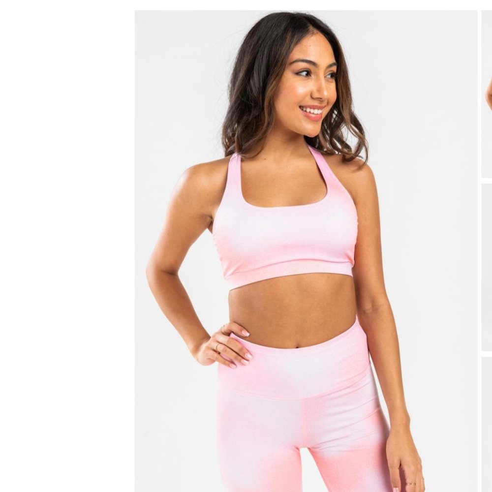 NWT! Francesca's Pink Tie-Dye Razorback Sports Bra!